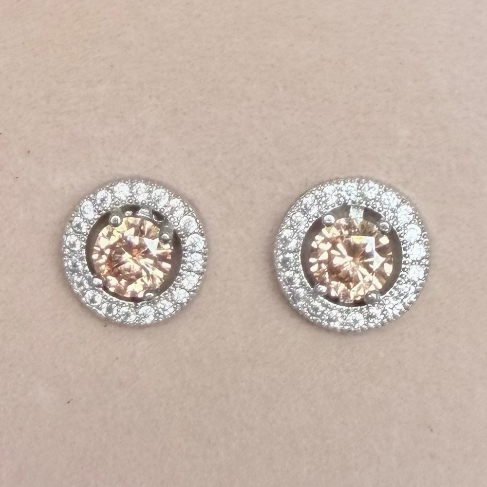 $20 or FREE Champagne & Clear Silver Stud Earrings